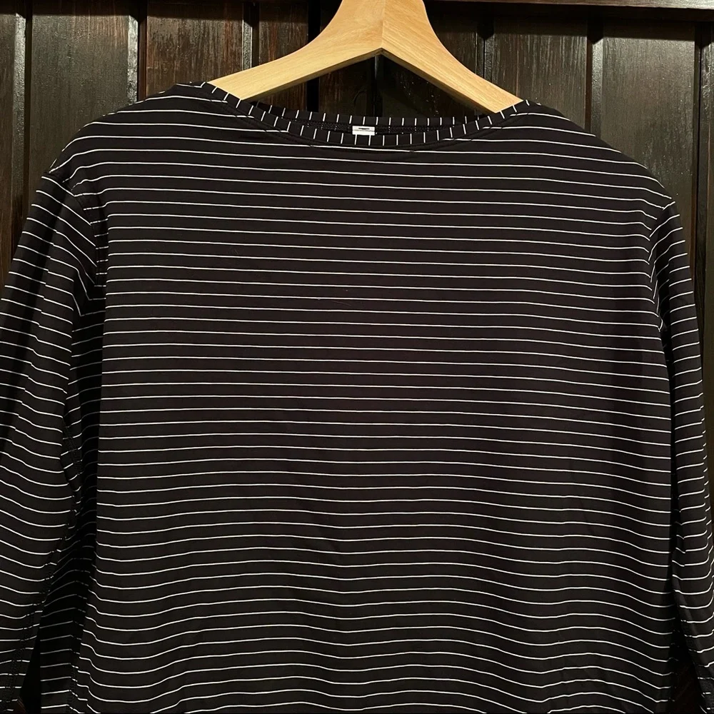 lululemon athletica Black and White Striped Long Sleeve Tee